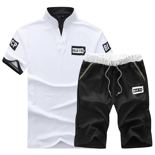 Herren Lässiges Sommer-Set V-Ausschnitt Shirt & Shorts