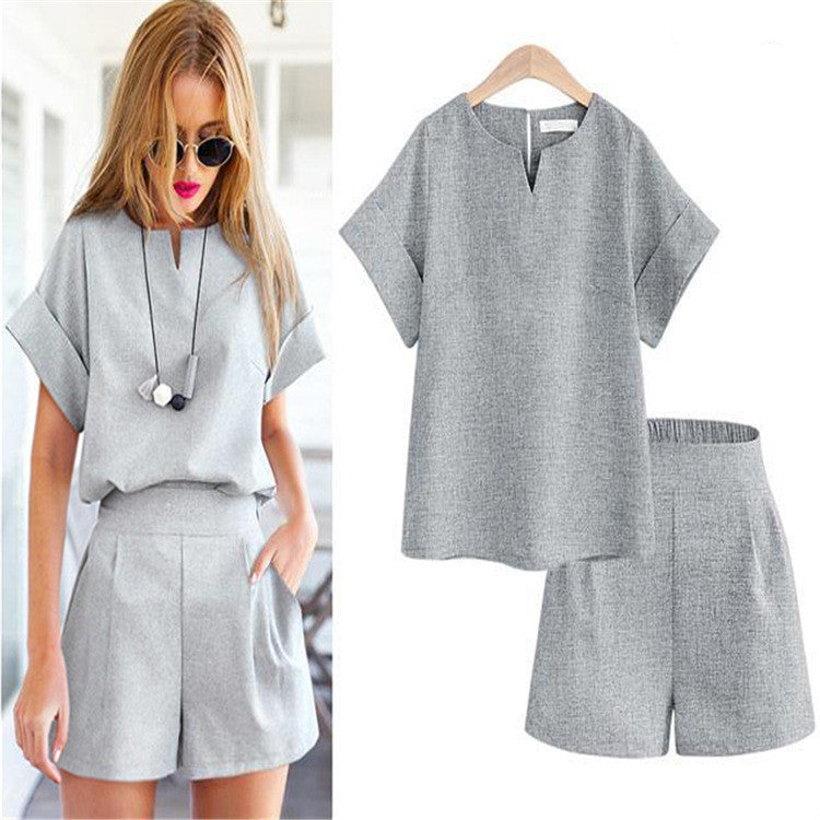 Casual Summer Two-Piece Set – T-Shirt & Shorts Women Outfit (Plus Size Available)