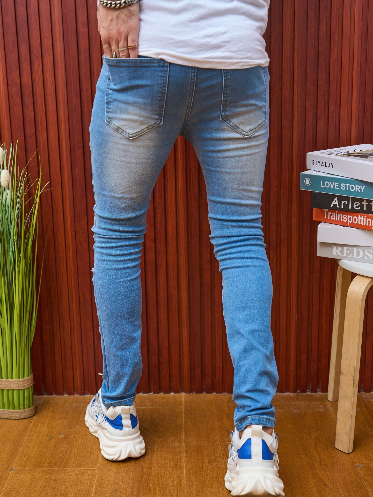 Men’s Slim Fit Ripped Jeans – Stretch Casual Denim