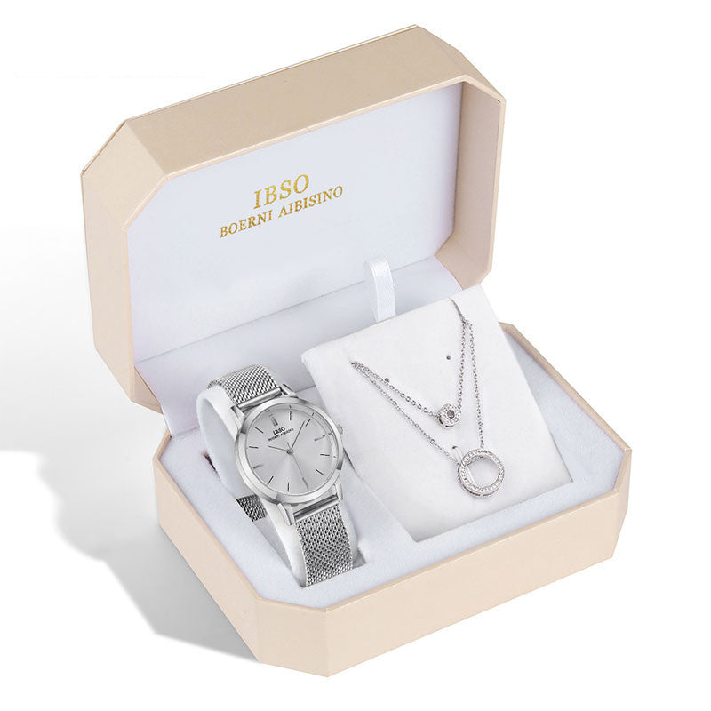 Elegant Women Gift Set – Watch + Necklace Luxury Box