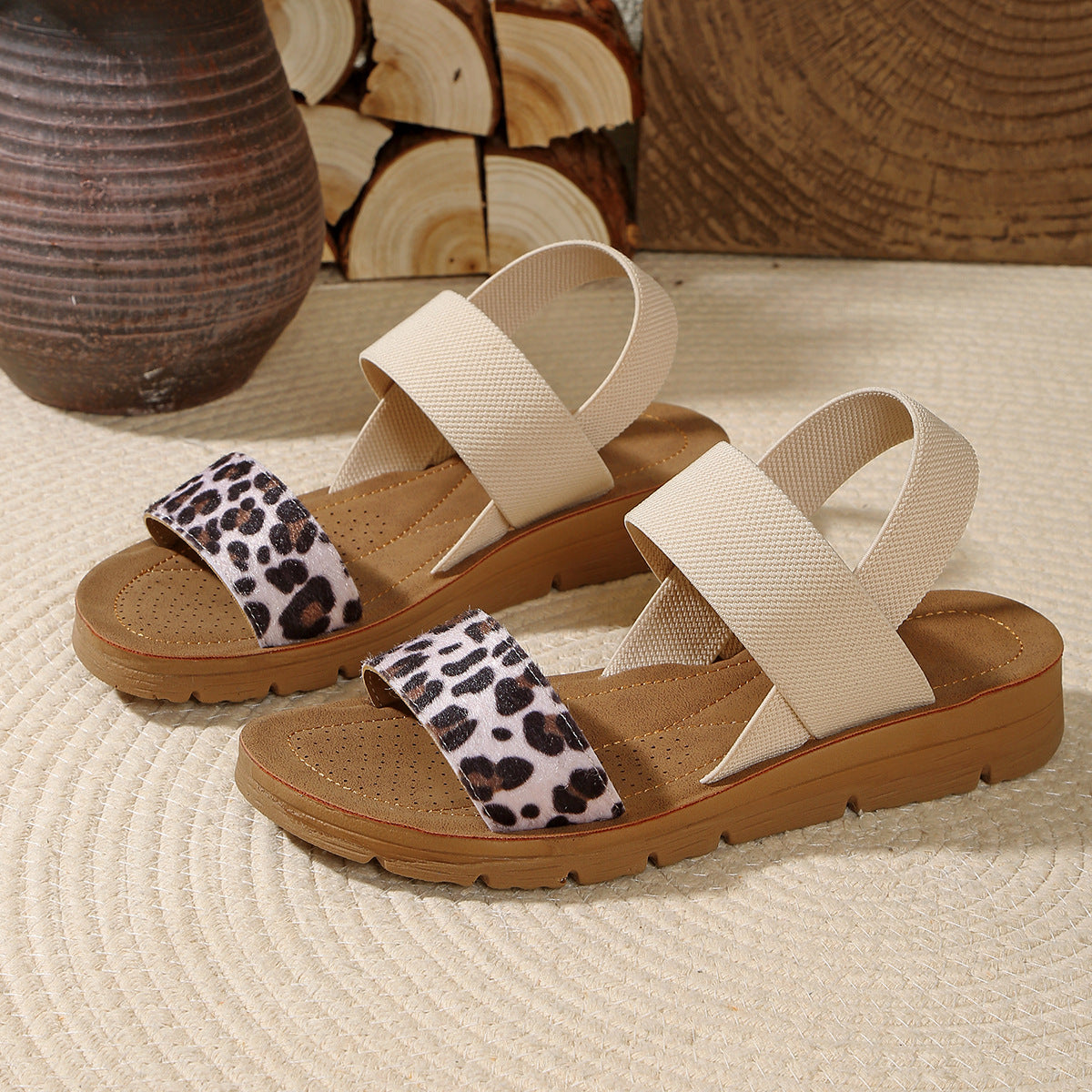 Women’s Elastic Strap Sandals – Comfortable Summer Casual Flat Sandals