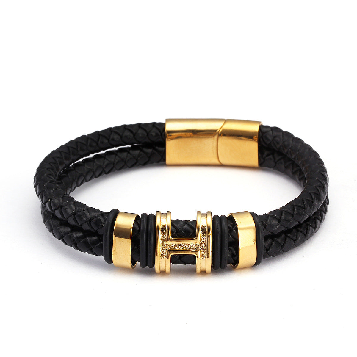 Men’s Leather Bracelet – Stainless Steel Magnetic Clasp