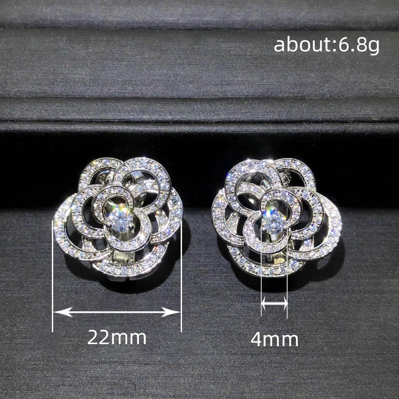 Elegant Camellia Flower Earrings – Luxury Stud Earrings