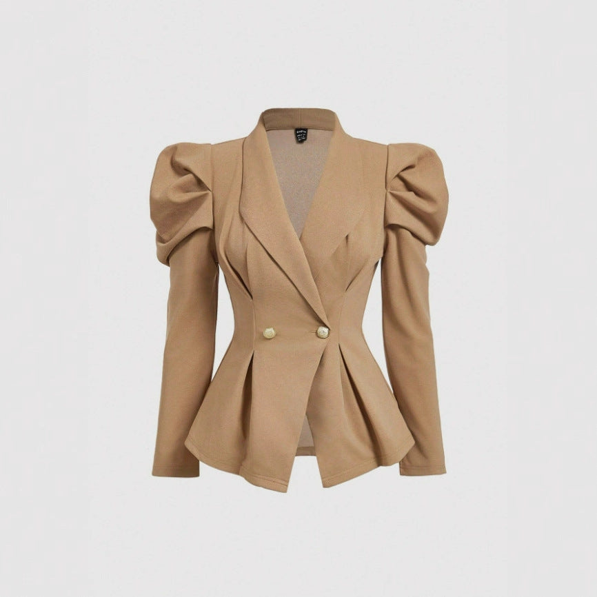 Elegant 2-Piece Suit Set – Blazer Top & High Waist Pants