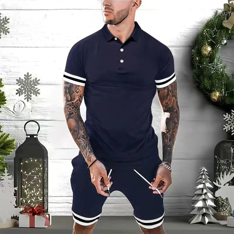 Men Casual Summer Polo Set Shirt & Shorts